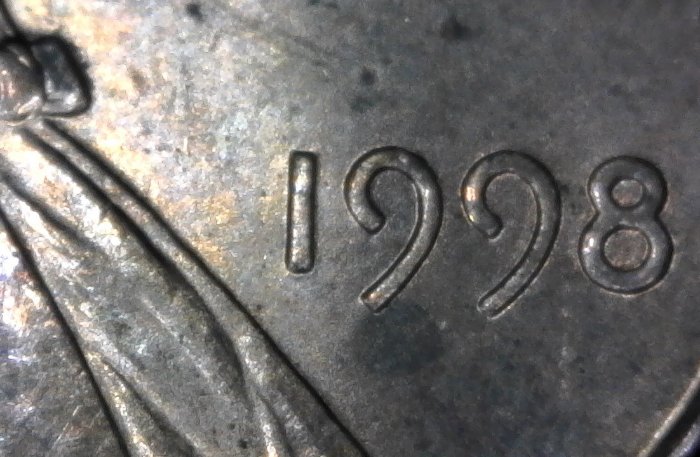 1998-P-Lincoln-Memorial-Cent-With-Nice-Column-Bar-DDR!-To-The-Left
